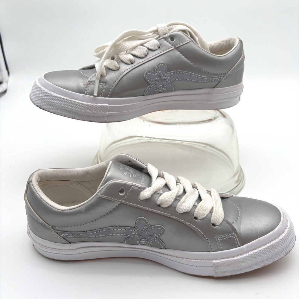 Converse Golf Le Fleur One Star Metallic Silver Sneakers‎ Tyler The Creator W 6 - Picture 2 of 12